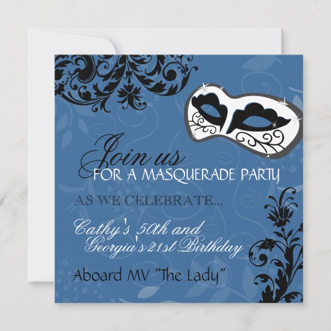 Invitation de mascarade de fête d'anniversaire (Devant)