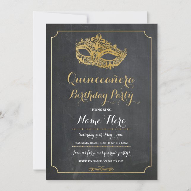 Invitation de masque d'anniversaire de MASCARADE (Devant)