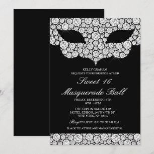 Invitation de masque de diamant d'anniversaire de 