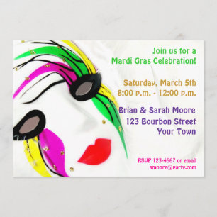 Invitation de masque de mardi gras