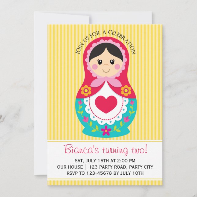 Invitation de Matryoshka - anniversaire russe de (Devant)