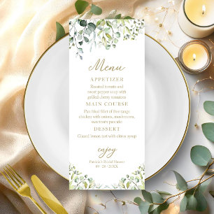 Invitation de menu de Baby Shower avec eucalyptus 