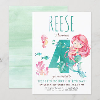 Invitation de Mermaid 4e anniversaire