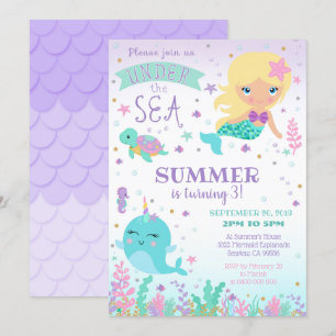 Invitation de Mermaid Narwhal - sous la mer
