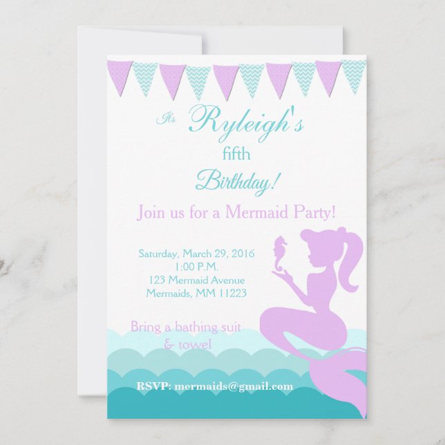 Invitation de Mermaid | Sous l'invitation de la me (Devant)