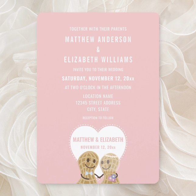Invitation De Mignons Écrous Amoureux Rose Mariage Fiançaille (Créateur téléchargé)