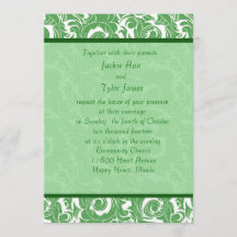 Invitation de Mint Green Mariage damassé