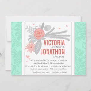 Invitation de Mint Mariage damassé moderne