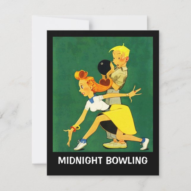 Invitation de minuit de Leag de rétro de bowling (Devant)