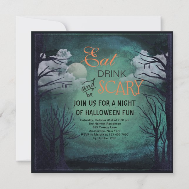 Invitation de minuit d'Halloween (Devant)