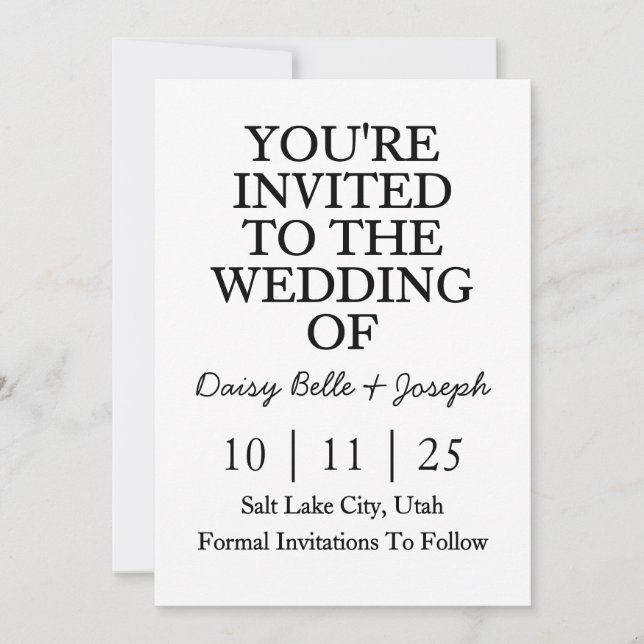 Invitation de mise en réserve de date (Devant)