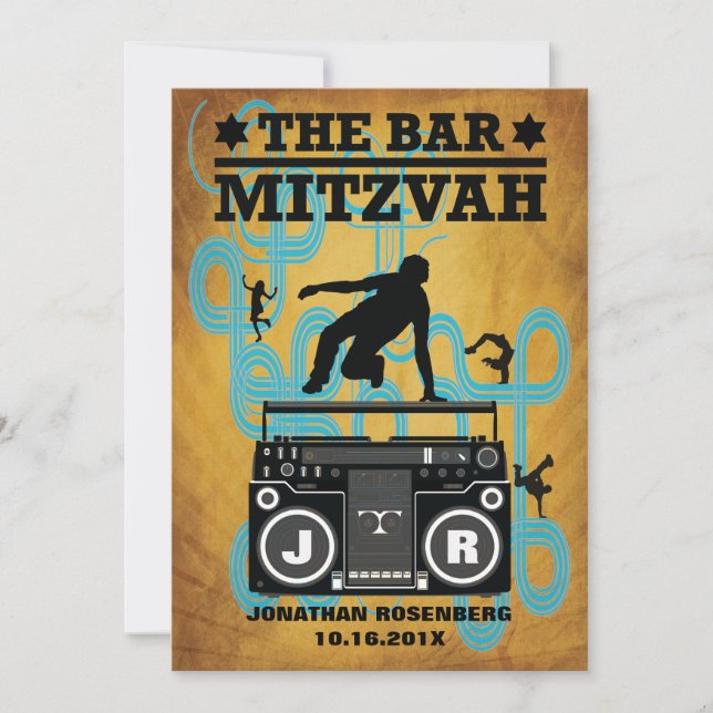 Invitation de Mitzvah de barre de hip hop (Devant)