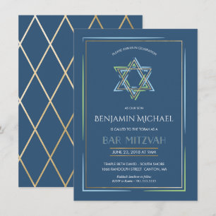 Invitation de Mitzvah de barre - étoile de David