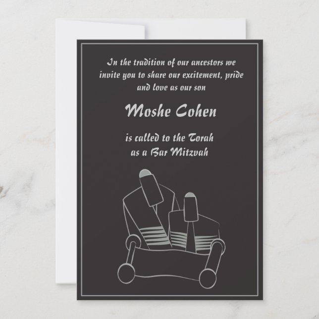Invitation de Mitzvah de barre - lecture du Torah (Devant)