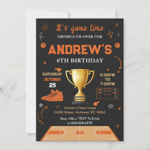 Invitation de modèle d'anniversaire de basketball 