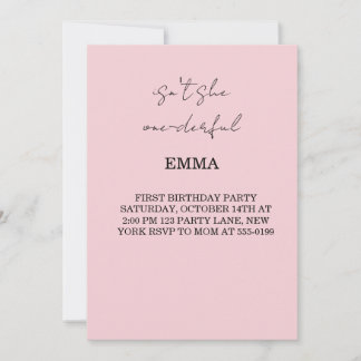 Invitation de modèle de 1er anniversaire de fille