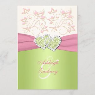 Invitation de monogramme de coeurs jointive par