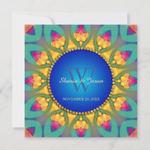 Invitation de monogramme de tournesol bohème magiq