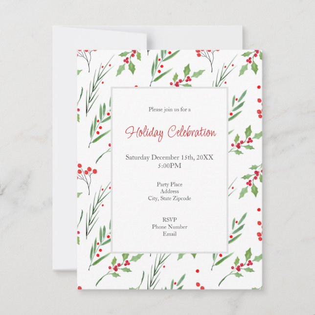 Invitation de Motif botanique mixte de Noël (Devant)