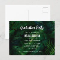 Invitation de Motif Feuille Dark Green
