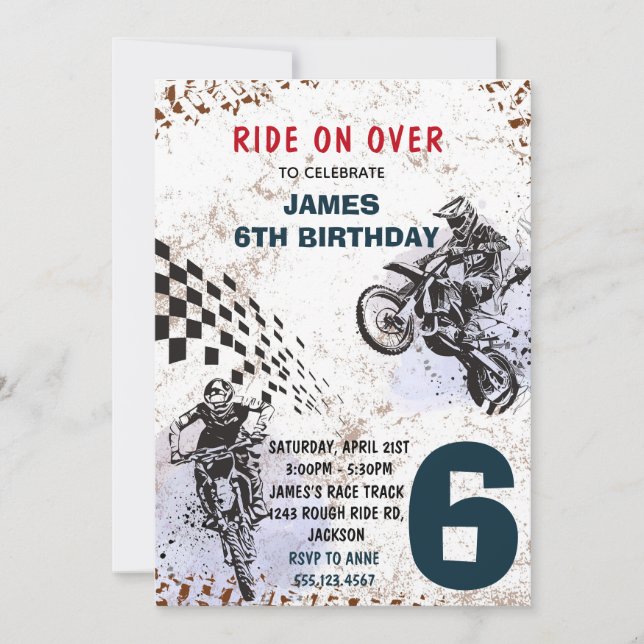 Invitation de moto cross Invitation de fête de mot (Devant)
