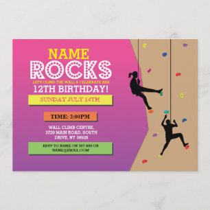 Invitation de mur d'escalade de fête