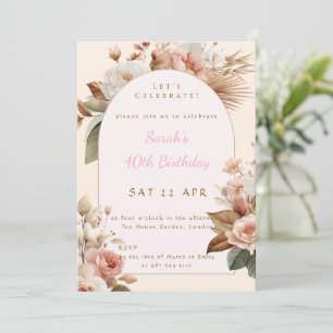 Invitation de naissance florale boho élégante