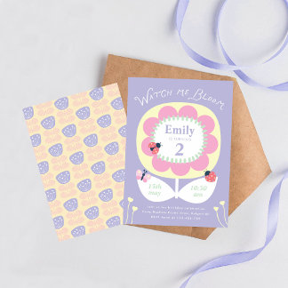 Invitation de naissance florale pour filles, Regar