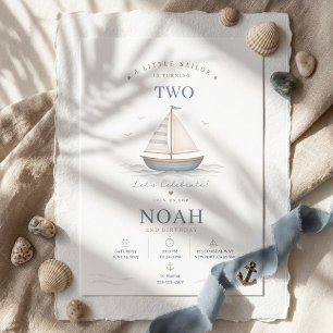 Invitation de naissance minimaliste nautique bleu