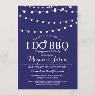 Invitation de Navy I DO BBQ Couple's Shower Lights