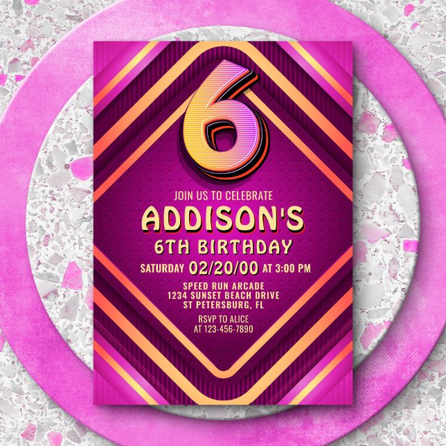 Invitation de Neon 6e anniversaire (Créateur téléchargé)