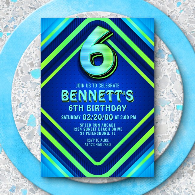 Invitation de Neon 6e anniversaire (Créateur téléchargé)