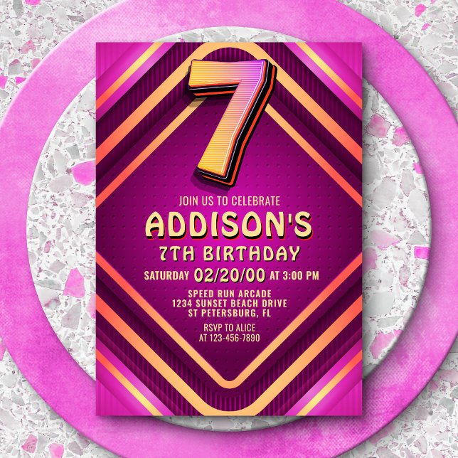 Invitation de Neon 7e anniversaire (Créateur téléchargé)