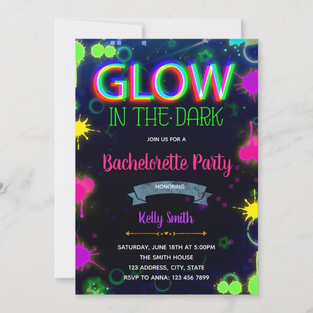 Invitation de Neon Bachelorette (Devant)