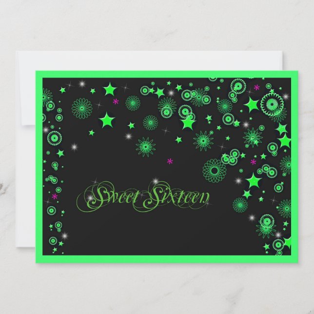 Invitation de Neon Green Sweet sixteen (Devant)