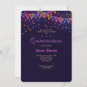 Invitation de Neon Quinceañera