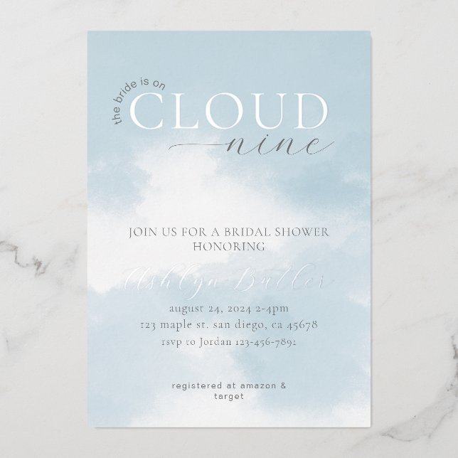 Invitation de neuf nuptiales de nuage (Recto)