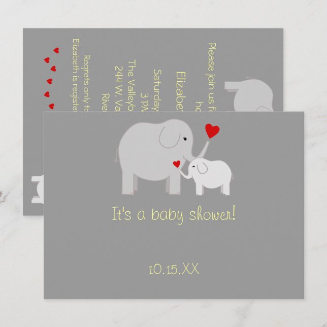 Invitation de neutre de genre de baby shower (Devant / Derrière)