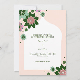 invitation de nikkah abstrait floral contemporain