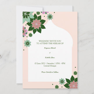 invitation de nikkah abstrait floral contemporain