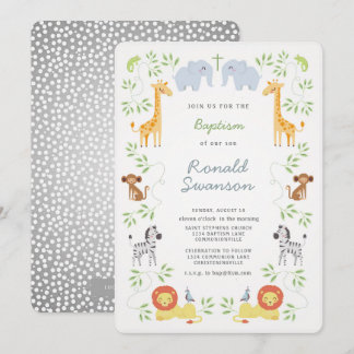 Invitation de Noah's Ark Animals Baptême