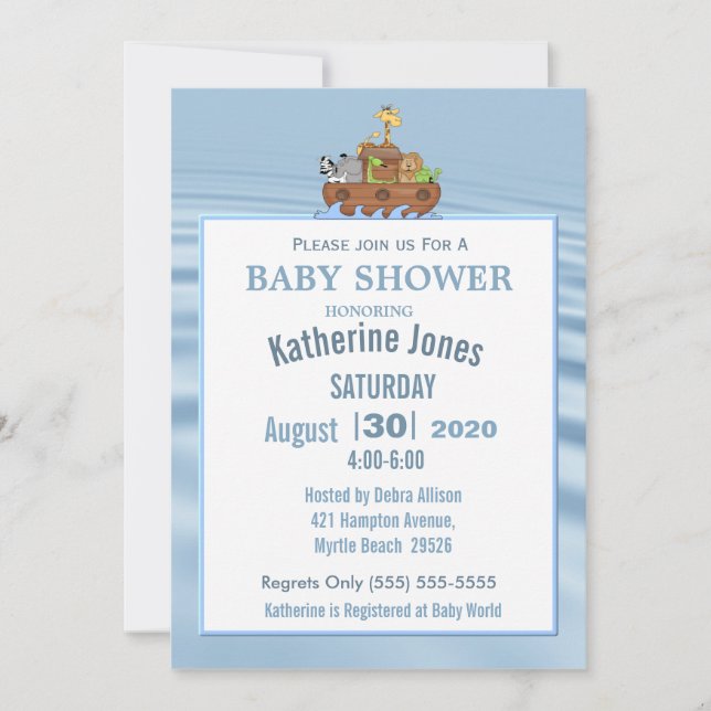 Invitation de Noah's Ark Baby shower (Devant)