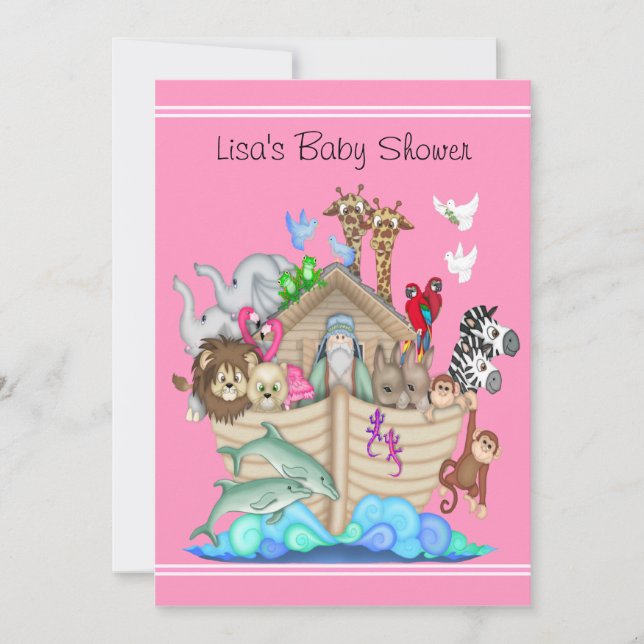 Invitation de Noah's Ark Baby shower (Devant)