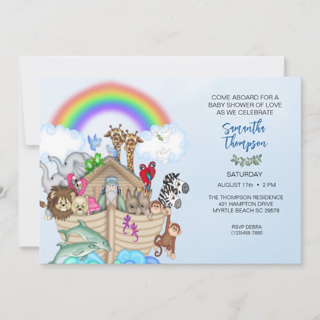 Invitation de Noah's Ark Baby shower (Devant)