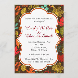 Invitation de noce de feuille d'automne de chute