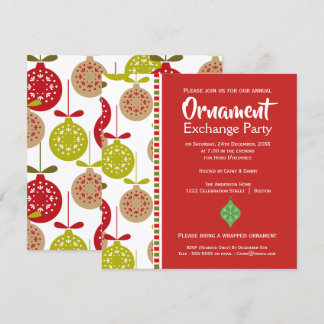 Invitation de Noël à la fête d'échange d'ornements