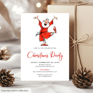 Invitation de Noël à l'aquarelle du Père Noël drôl