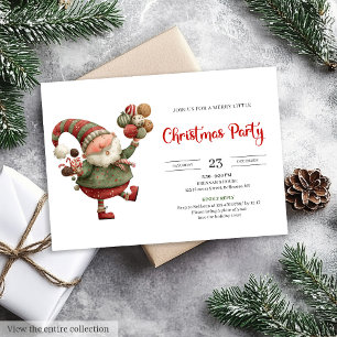 Invitation de Noël à l'aquarelle rouge et vert de 