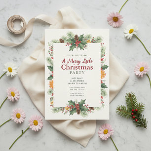 Invitation de Noël à l'aquarelle rustique