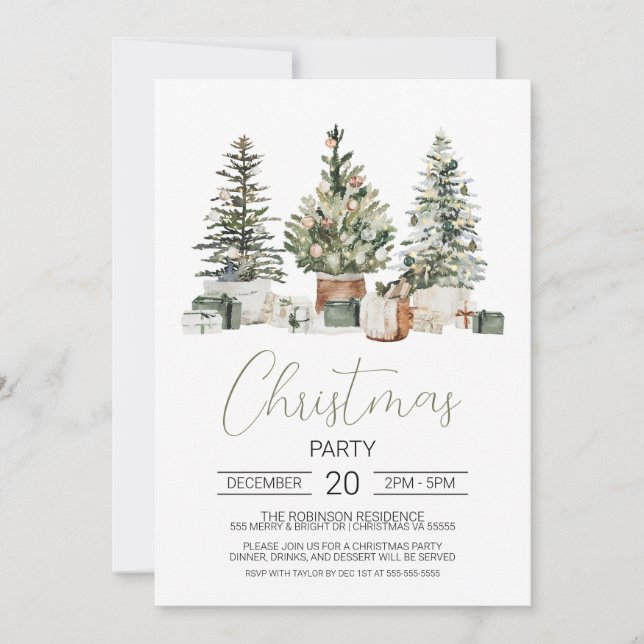Invitation de Noël, Aquarelle Noël (Devant)